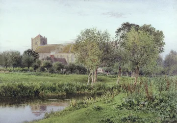 Dorchester Abbey, nabij Wallingford, herfstavond